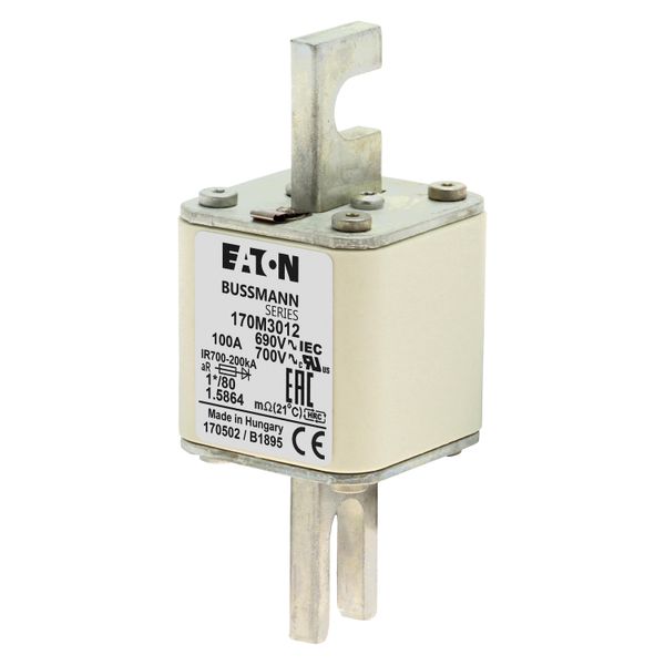 Fuse-link, high speed, 100 A, AC 690 V, compact DIN 1, 45 x 45 x 104 mm, aR, DIN, IEC, single indicator image 7