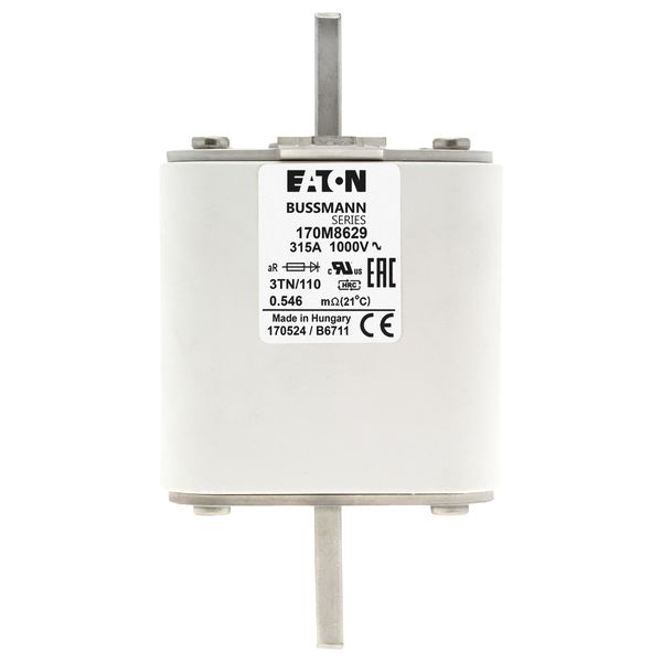 Fuse-link, high speed, 315 A, AC 1000 V, DIN 3, 74 x 90 x 139 mm, aR, DIN, IEC, single indicator image 8