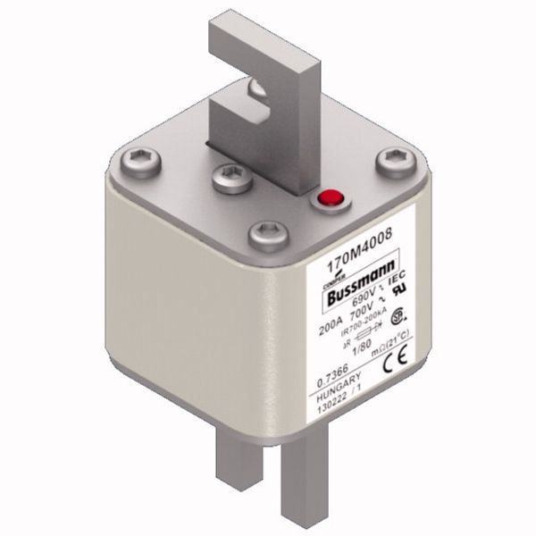 Fuse-link, high speed, 200 A, AC 690 V, DIN 1, 53 x 53 x 108 mm, aR, DIN, IEC, single indicator image 4