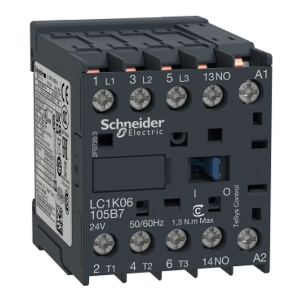 TeSys K contactor, 3P, AC-3 440V 6 A, 1NO aux., 230V AC coil,faston connectors image 2