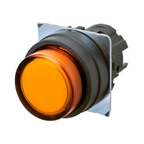 Pushbutton A22NZ 22 mm dia., bezel plastic, projected, momentary, cap color transparent orange, lighted A2270030E image 1