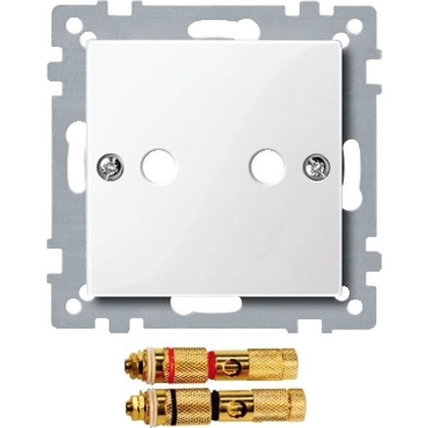 Central plate with high-end loudspeaker connector, polar white, glossy, System M image 3