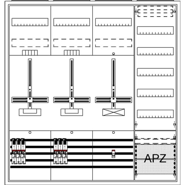DA47BH5 Meter board, Field width: 4, Rows: 57, 1100 mm x 1050 mm x 215 mm, Isolated (Class II), IP31 image 17