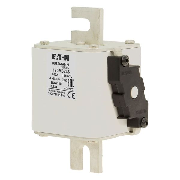 Fuse-link, high speed, 800 A, AC 1250 V, size 3, 76 x 92 x 139 mm, aR, DIN, IEC, single indicator image 8