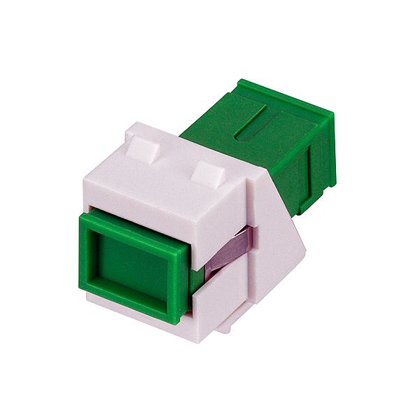 SC Keystone Modul, SM, OS2 APC (grün), reinweiß (ähnlich RAL 9010) image 1