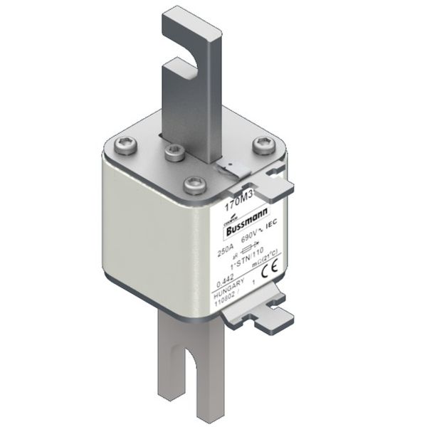 Fuse-link, high speed, 250 A, AC 690 V, compact size 1, 43 x 59 x 141 mm, aR, DIN, IEC, visual indicator image 4