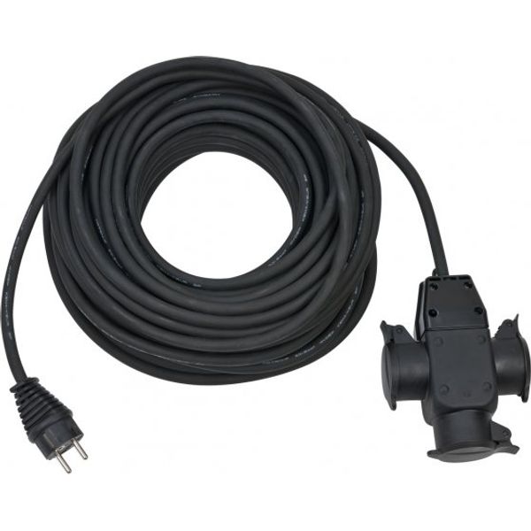 Construction site extension cable 25m H07RN-F3G1,5 black with triple rubber coupling IP44 image 1