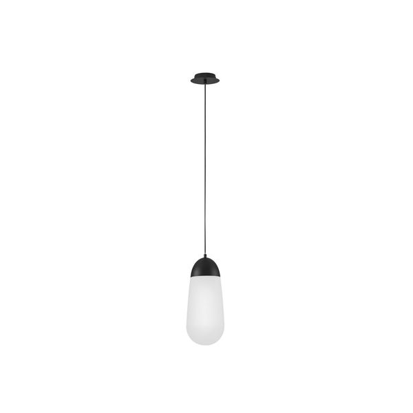 Matt Black Metal  & Opal Glass  LED E14 1x5 Watt 230 Volt  IP20 Bulb Excluded  D: 18 H: 246 cm Adjustable height image 1