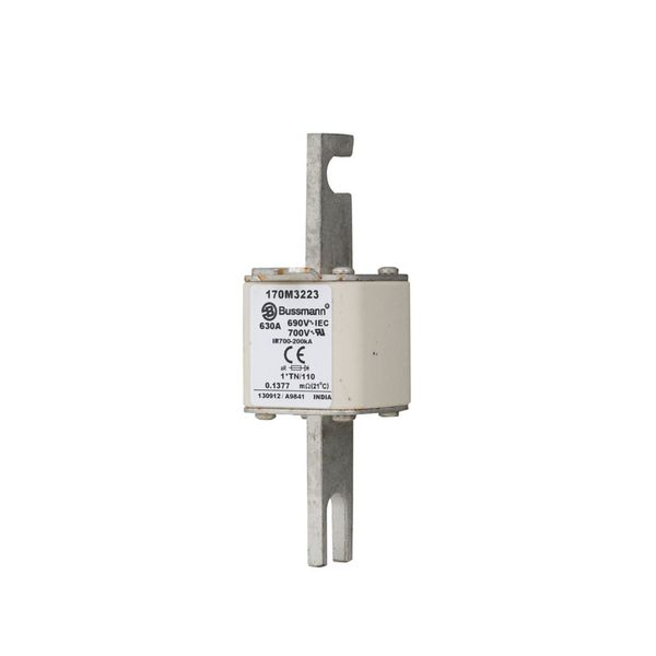 Fuse-link, high speed, 630 A, AC 690 V, compact DIN 1, 45 x 58 x 134 mm, aR, DIN, IEC, single indicator, 80 mm centres image 8