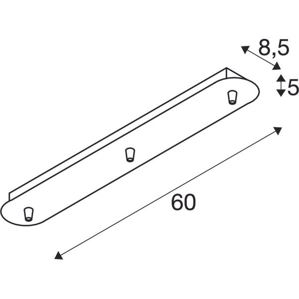 FITU triple ceiling plate, long, black image 2