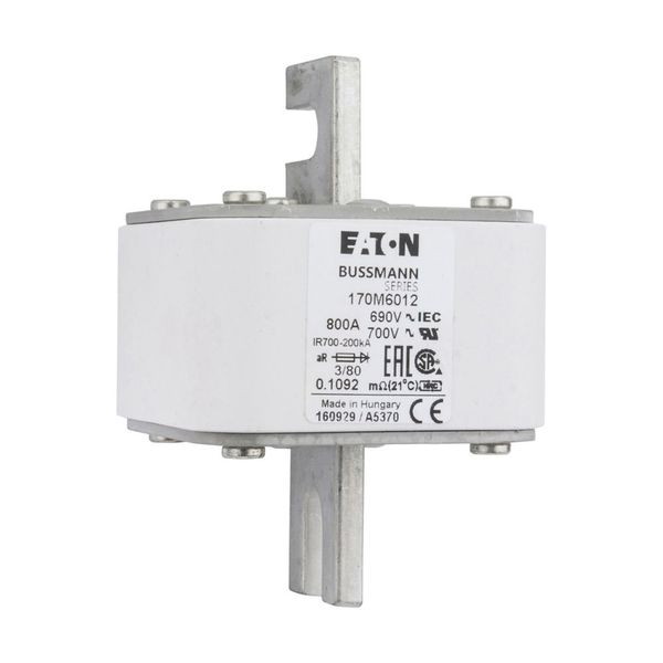 Fuse-link, high speed, 800 A, AC 690 V, DIN 3, 76 x 76 x 109 mm, aR, DIN, IEC, single indicator image 16