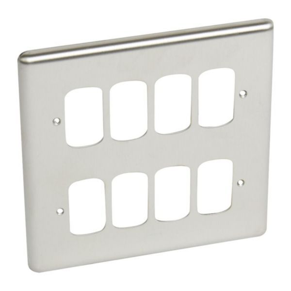 Synergy Grid Authentic 2 x 2 Gang 8 Module Front Plate Brushed Stainless Steel image 1