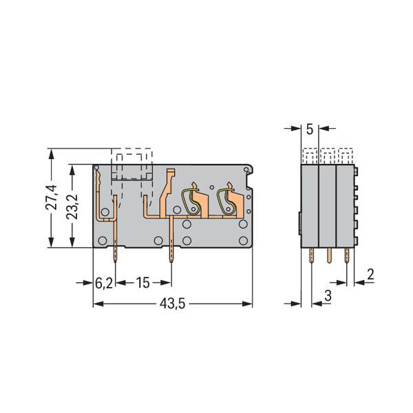 Stackable 2-conductor PCB terminal block with fuse mounting 2.5 mm² gr image 4