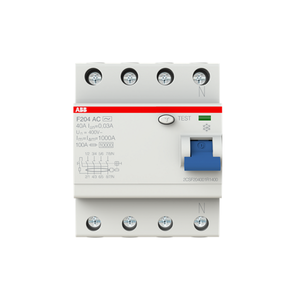 F204 AC-40/0.03 Residual Current Circuit Breaker 4P AC type 30 mA image 1