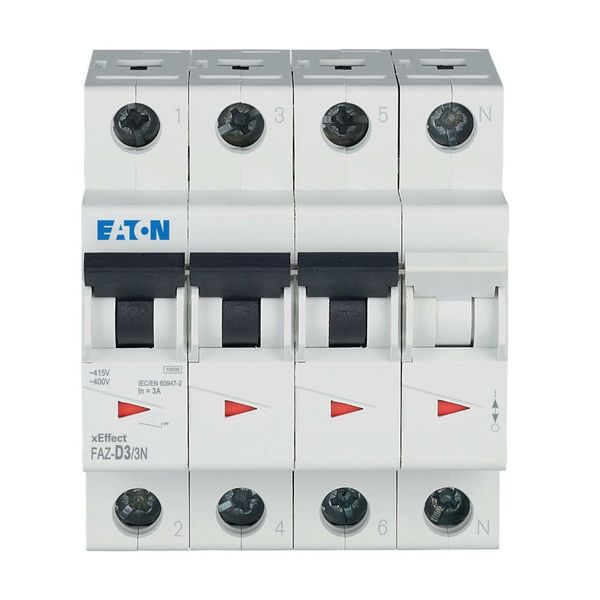 Miniature circuit breaker (MCB), 3 A, 3p+N, characteristic: D image 17