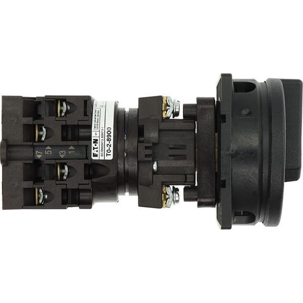 Main switch, T0, 20 A, rear mounting, 2 contact unit(s), 3 pole + N, STOP function, With black rotary handle and locking ring, Lockable in the 0 (Off) image 17