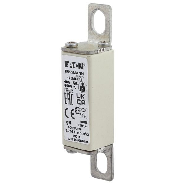 Fuse-link, high speed, 40 A, AC 660 V, size 0000, 18 x 19 x 80 mm, gR, UL image 4