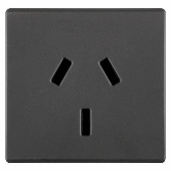 ARGENTINIAN STANDARD SOCKET-OUTLET 250V ac - 2P+E 10A - FLAT PLUG -  2 MODULES - SYSTEM BLACK image 2