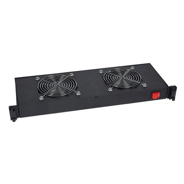 Ventilation shelf 19 inches 1U for enclosures with 2 fans depth 150mm image 2