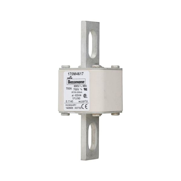 Fuse-link, high speed, 700 A, AC 690 V, size 1, 53 x 69 x 136 mm, aR, IEC, UL, no indicator, 90 mm centers image 3