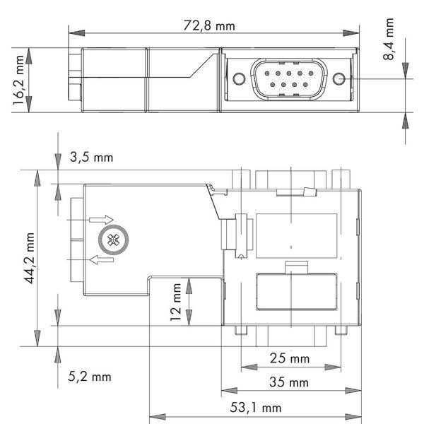 Fieldbus Connector PROFIBUS with D-sub male connector 9-pole light gra image 3