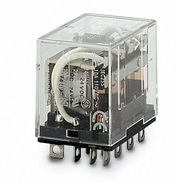 Relay, plug-in, 14-pin, 4PDT, 10 A, 24 VDC image 1