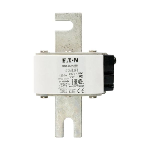 Fuse-link, high speed, 1250 A, AC 690 V, DIN 3, 76 x 92 x 139 mm, aR, DIN, IEC, single indicator image 8