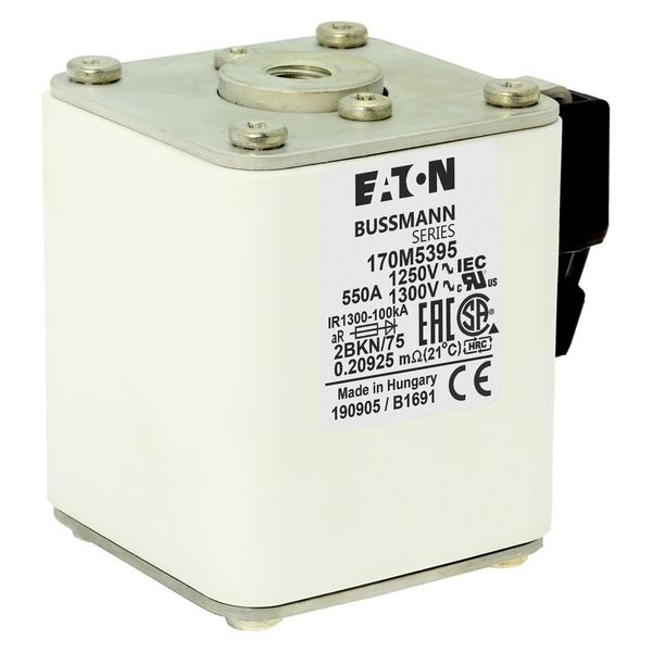 Fuse-link, high speed, 550 A, AC 1250 V, size 2, 61 x 75 x 77 mm, aR, IEC, UL, single indicator image 23