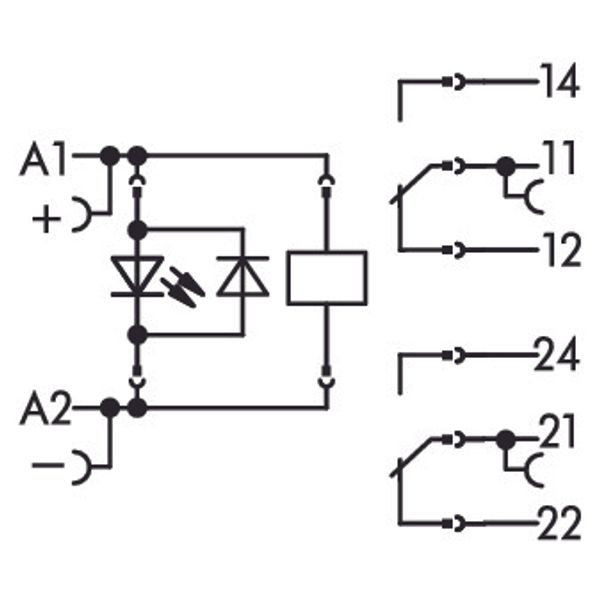 Relay module with driven contacts Nominal input voltage: 24 VDC 2 chan image 6