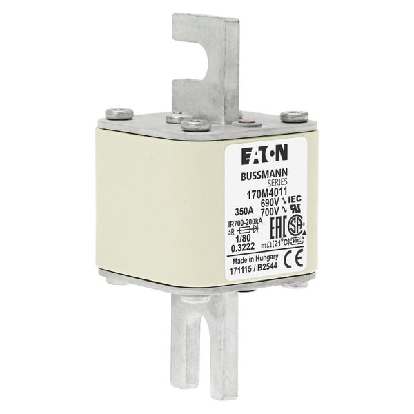 Fuse-link, high speed, 350 A, AC 690 V, DIN 1, 53 x 53 x 108 mm, aR, DIN, IEC, single indicator image 10