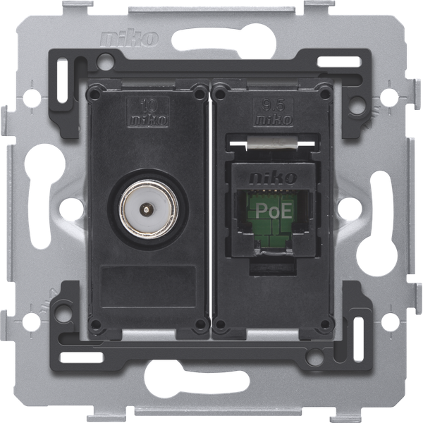 Combination coax with RJ45 connection UTP Cat. 5E, PoE++ ready, flat m image 1