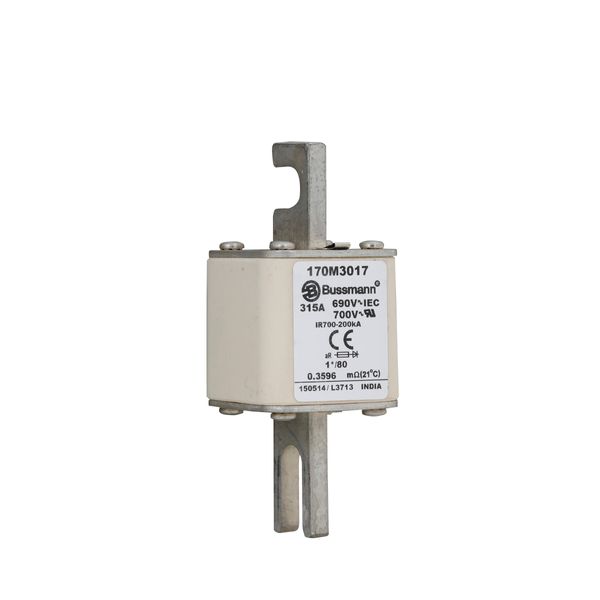 Fuse-link, high speed, 315 A, AC 690 V, compact DIN 1, 45 x 45 x 104 mm, aR, DIN, IEC, single indicator image 6