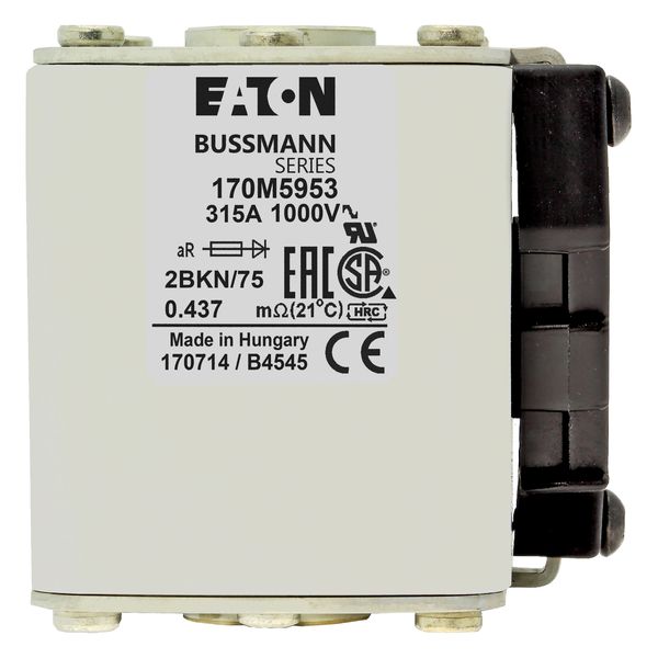 Fuse-link, high speed, 315 A, AC 1000 V, size 2, 59 x 77 x 75 mm, aR, IEC, UL, single indicator image 24