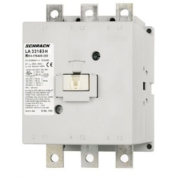 Contactor, 160kW, 315A AC3, 500A AC1, 3-pole, 230VAC/DC image 1