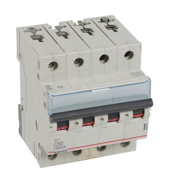 MCB TX³ 6000 - 4P - 400 V~ - 50 A - C curve - prong/fork type supply busbars image 2