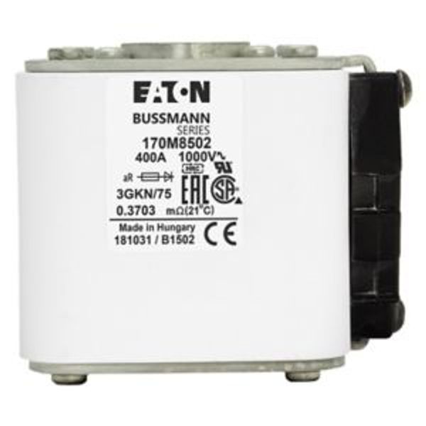 Fuse-link, high speed, 630 A, AC 1000 V, size 3, 74 x 92 x 91 mm, aR, IEC, UL, single indicator image 2