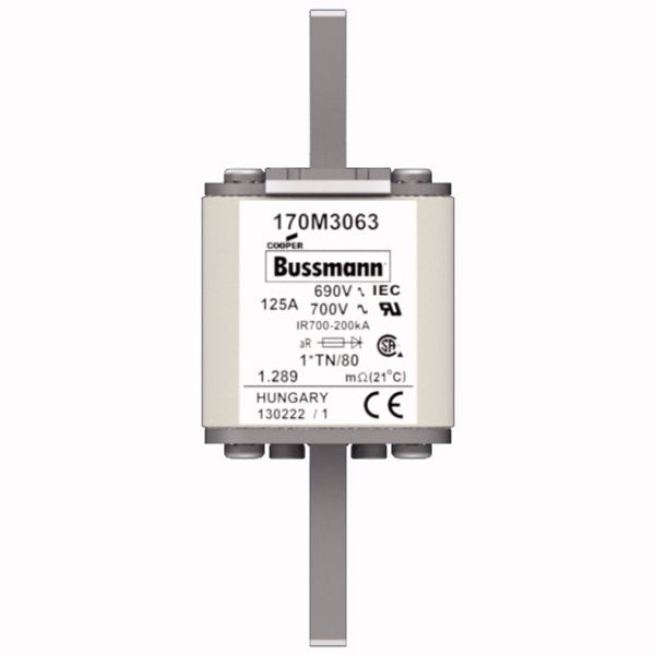 Fuse-link, high speed, 125 A, AC 690 V, compact DIN 1, 45 x 58 x 104 mm, aR, DIN, IEC, single indicator image 1