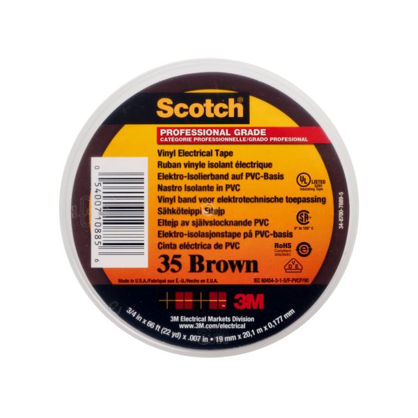 Scotch® Vinyl Color-Coding Electrical Tape 35, Brown, 19 mm x 20 m image 5