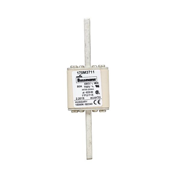 Fuse-link, high speed, 80 A, AC 690 V, compact size 1, 45 x 45 x 148 mm, aR, IEC, UL image 9