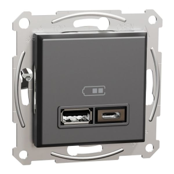 Asfora - double USB charger 2.4 A - anthracite image 3