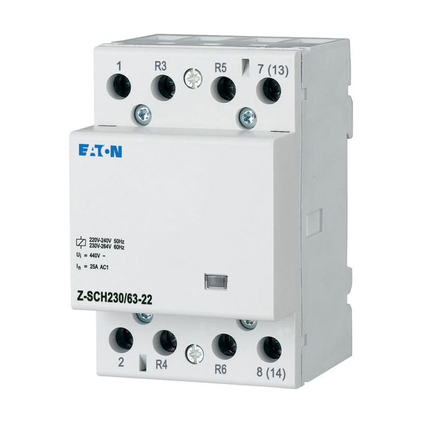 Installation contactor, 230VAC/50Hz, 2N/O+2N/C, 63A, 3HP image 6