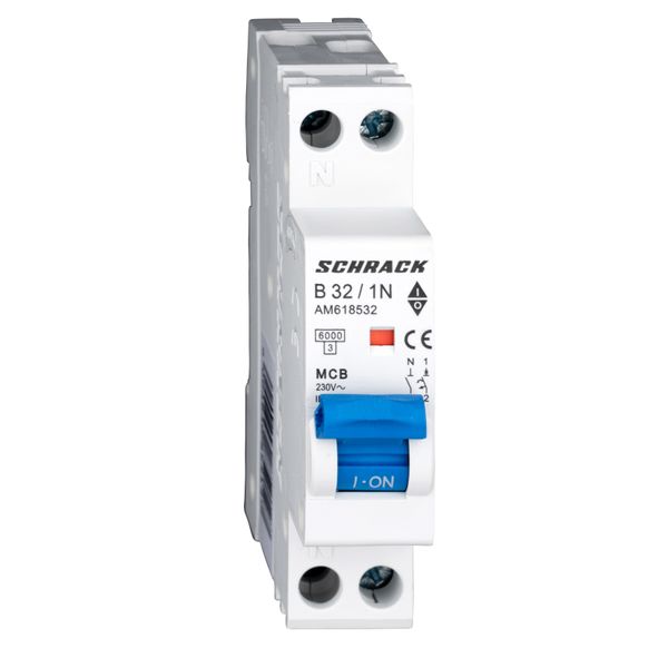 Miniature Circuit Breaker (MCB) AMPARO 6kA, B 32A, 1+N, 1MW image 1