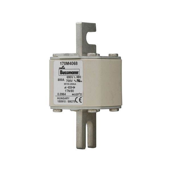 Fuse-link, high speed, 800 A, AC 690 V, DIN 1, 53 x 66 x 108 mm, aR, DIN, IEC, single indicator image 8