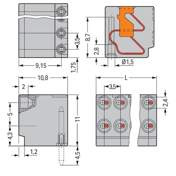 2-conductor female connector push-button PUSH WIRE® gray image 4