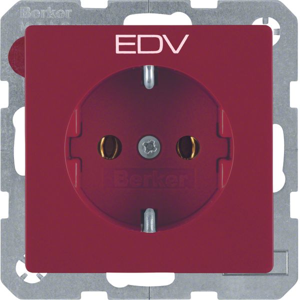SCHUKO soc. out. "EDV" imprint, Q.1/Q.3, red velvety image 1