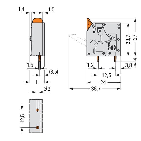 PCB terminal block lever 6 mm² gray image 6