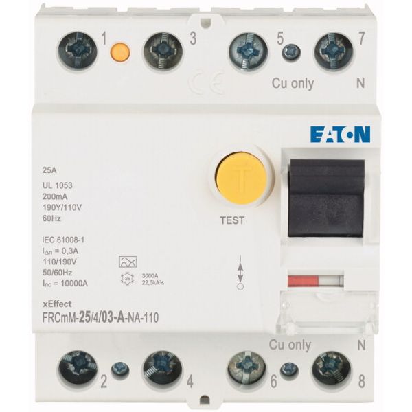 Residual current circuit breaker (RCCB), 25A, 4p, 300mA, type A image 1