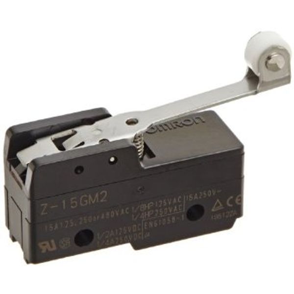 General purpose basic switch, reverse hinge roller lever, SPDT, 15A image 2