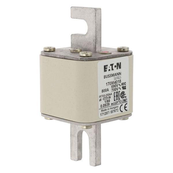 Fuse-link, high speed, 800 A, AC 690 V, DIN 1, 53 x 53 x 108 mm, aR, DIN, IEC, single indicator image 9