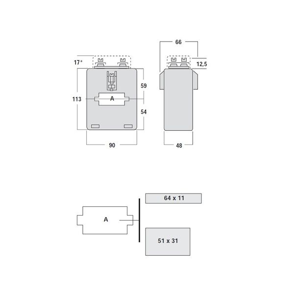 Current transformer 1200/5A, 50x30/60x10mm, class 0.5 image 2